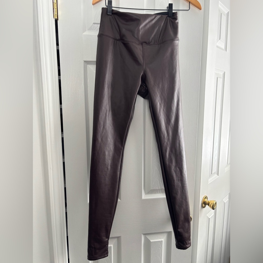 HALARA Dark Brown Faux Leather Leggings